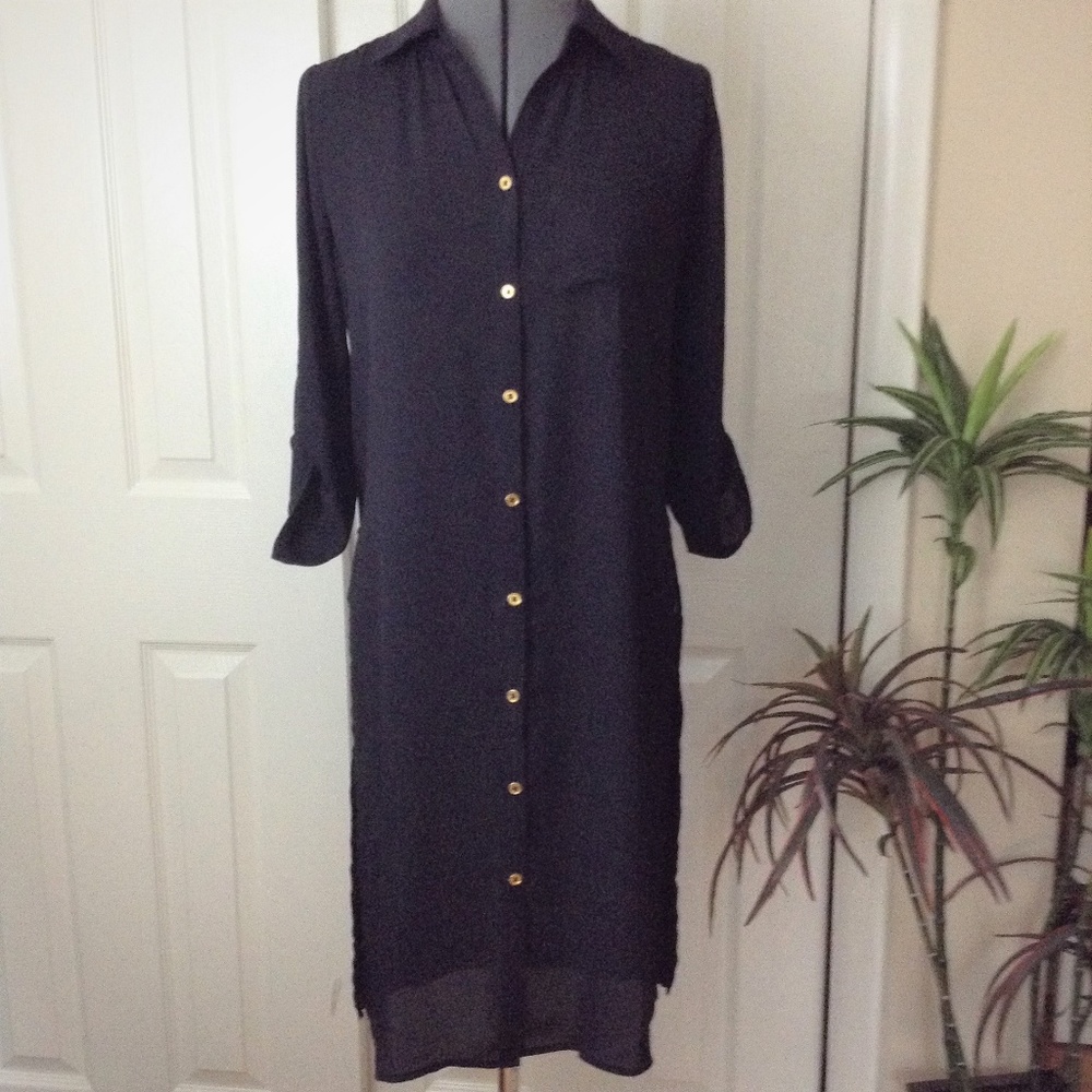 rue21 Black Semi Sheer Split Side Tunic Duster